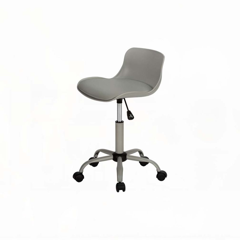 Office Chair,Adjustable Height,Swivel,Ergonomic,Computer Desk,Work,Juvenile,Grey Leather Look,Grey Metal,Contemporary,, Gray