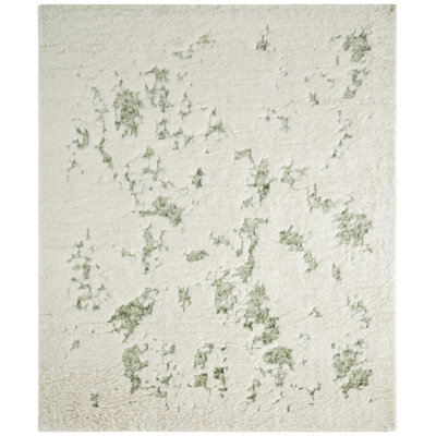 Cloudscape Hand-Knotted Wool Shag White/Cream/Green Area Rug