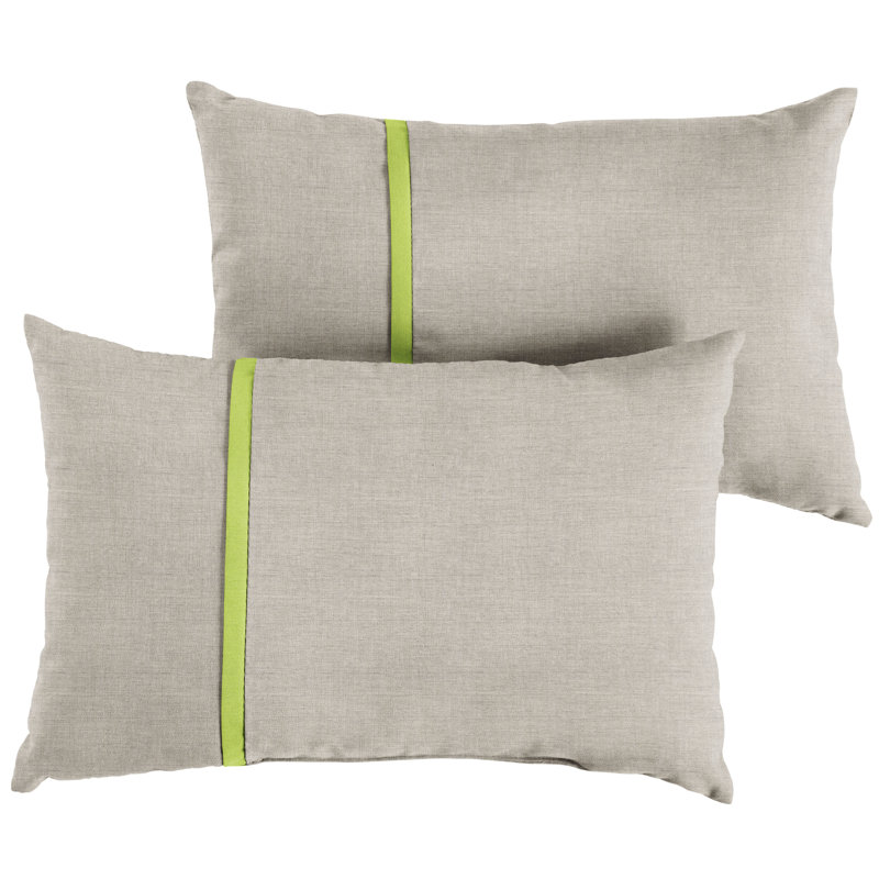 Quincy Striped Outdoor Reversible Throw Pillow, 13" x 20", Lime Green/Silver