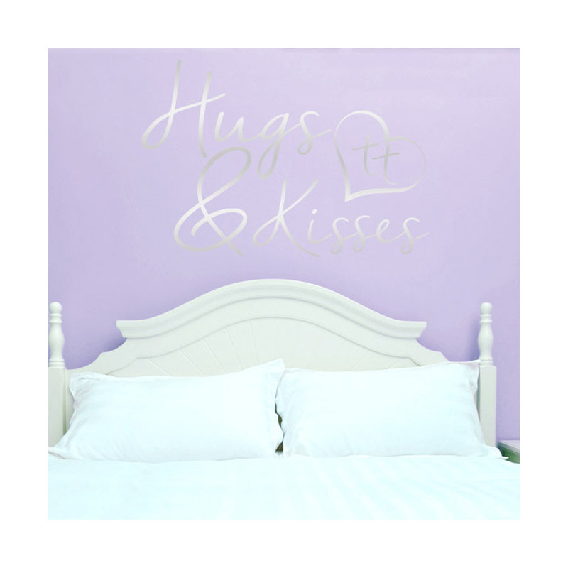 Hugs and Kisses Wall Sticker, Large, Shiny Silver