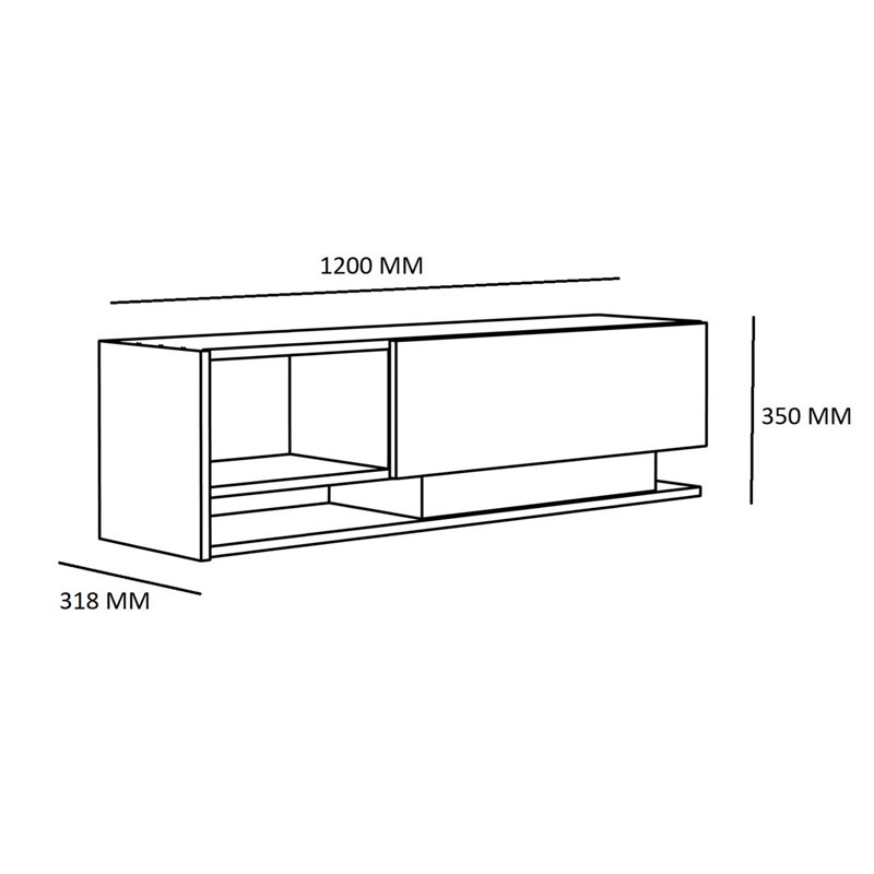 Modern White TV Stand with Wall-Mountable Design, 47.2 x 13.0 x 13.0 Inches | 100% Melamine Coated Particle Board, Thickness: 0.7 Inches | Numerous Shelves for Additional Storage, Stylish & Functional Home Entertainment Solution