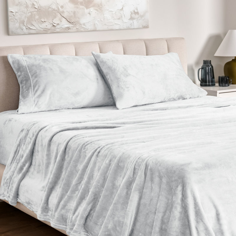 Microplush Sheet Set, King Sheet Set + 1 Fitted Sheet + 2 Pillowcases, White