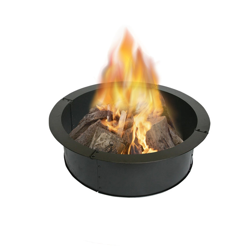 Brenden Round Steel Wood Burning Smokeless Fire Ring, 10" H x 28" W x 28" D