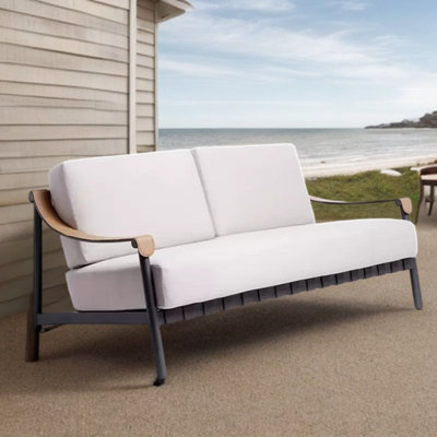 Canapé d'extérieur avec cadre en aluminium et rotin de bambou 62,99 extérieur avec coussins Sunbrella®