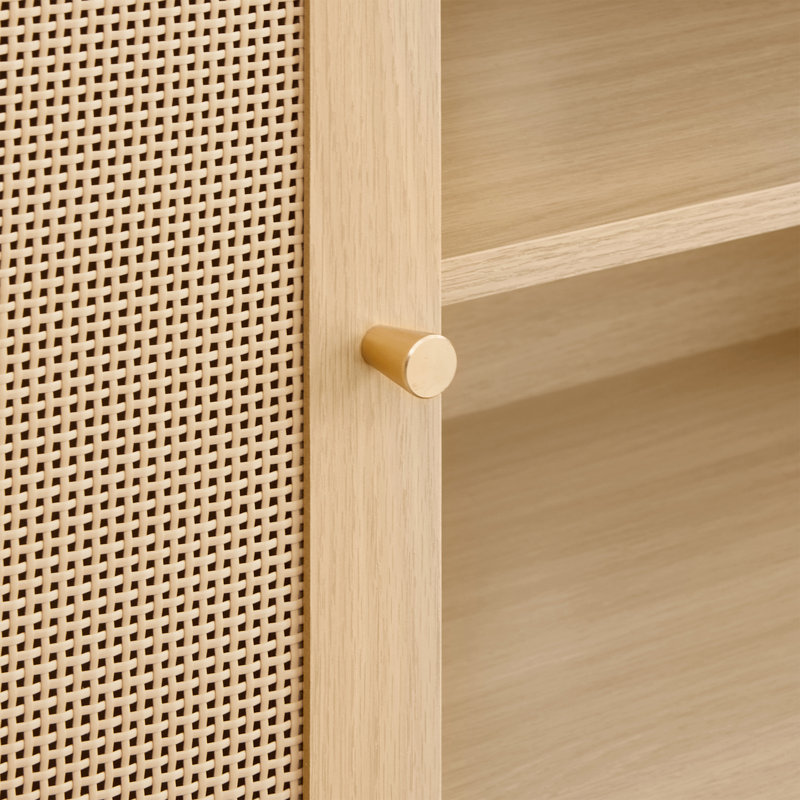  Meuble télé avec portes en rotin et rangement ouvert pour téléviseurs de 70 po ou moins Boho , Chêne