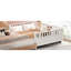 Lit double en bois blanc pour et, clôture avec tête - pied, rails amovibles, différentes utilisations peuvent être utilisées comme lit de jour