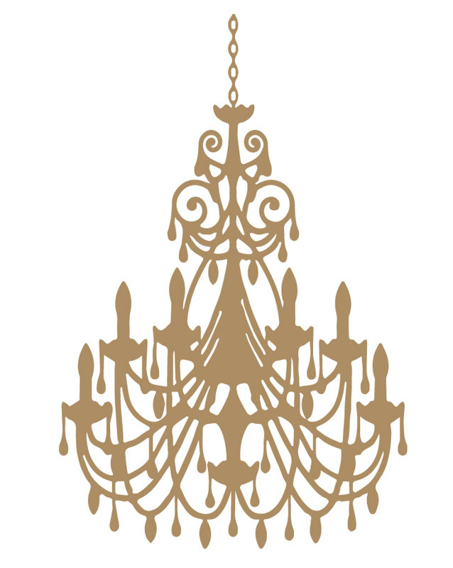 Décalcomanie murale lustre ornée, H 24 po x l 16 po x P 0,01 po, Brun pâle