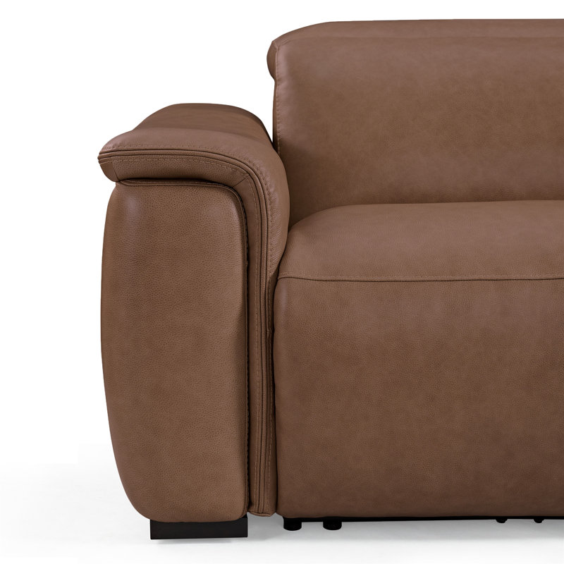 Canapé modulaire 5 places avec console Caldwell, Cuir brun brun