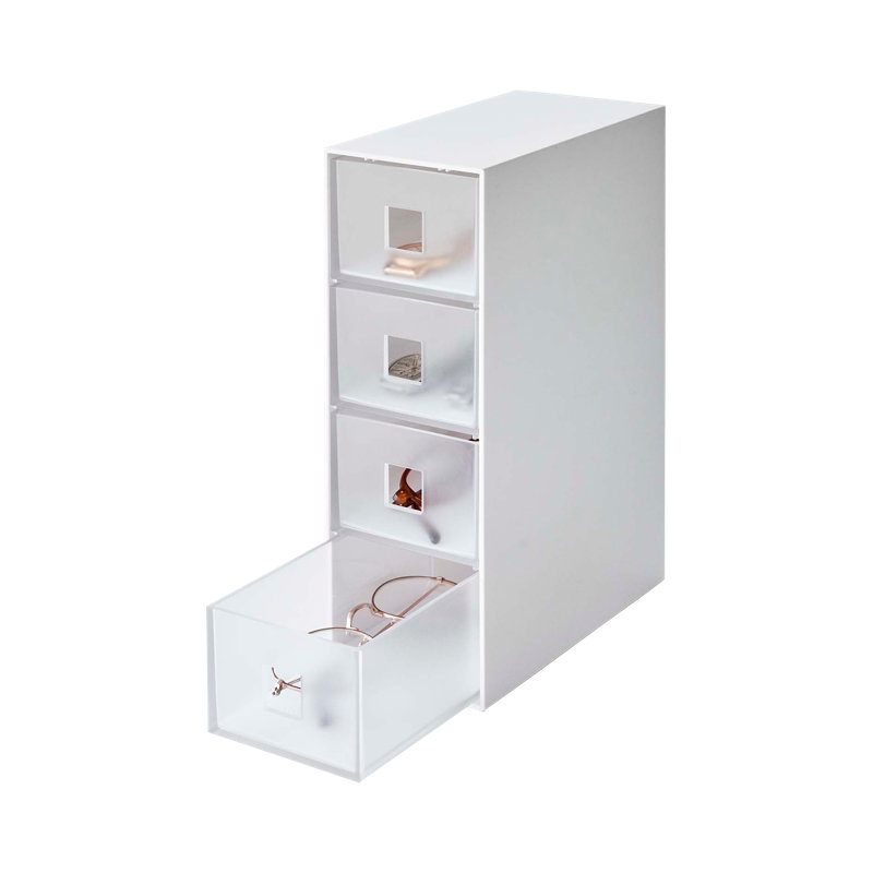 White 4-Tier Rectangular Plastic Jewelry Organizer