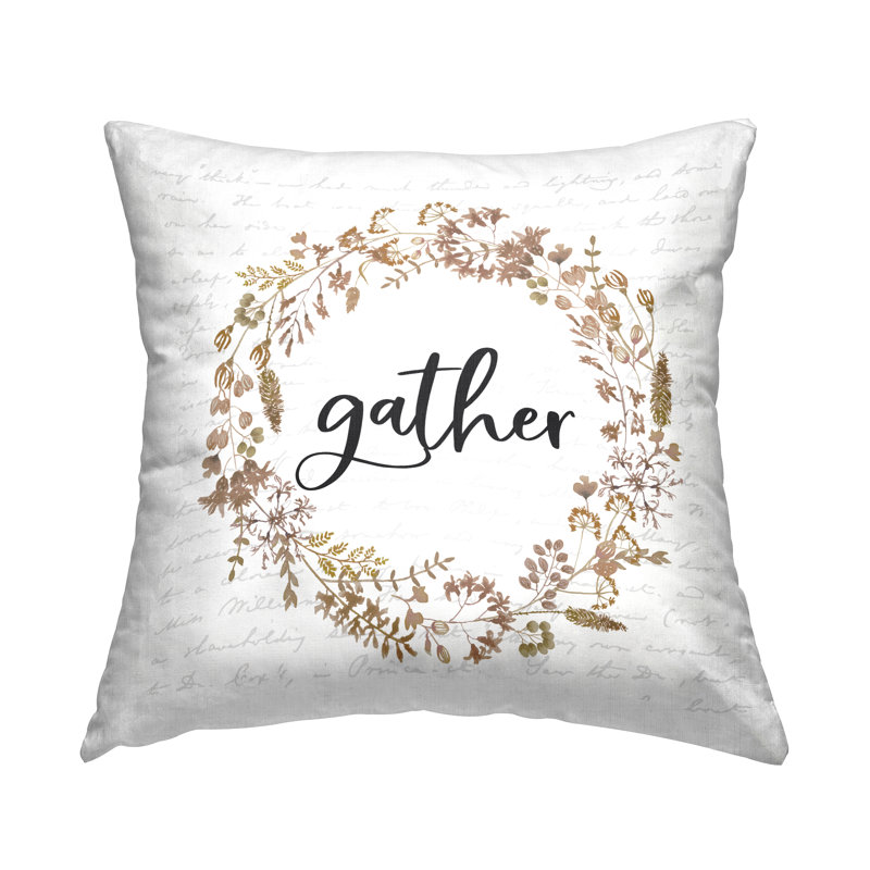 Coussin décoratif à motif de guirlande de feuilles rustiques Gather Expression