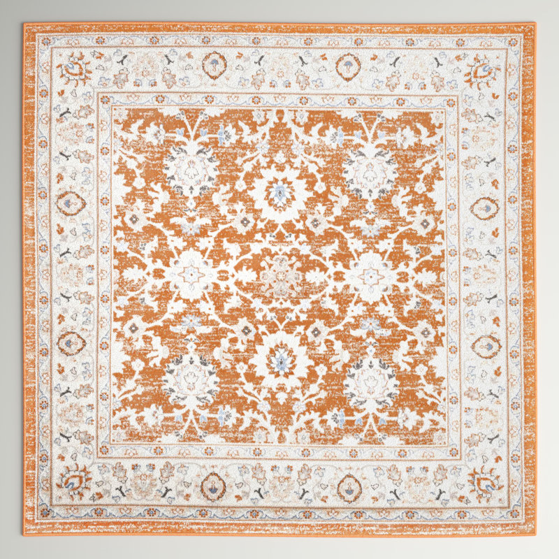 Floral 63cm X 63cm Area Rug, Square 121.9cm