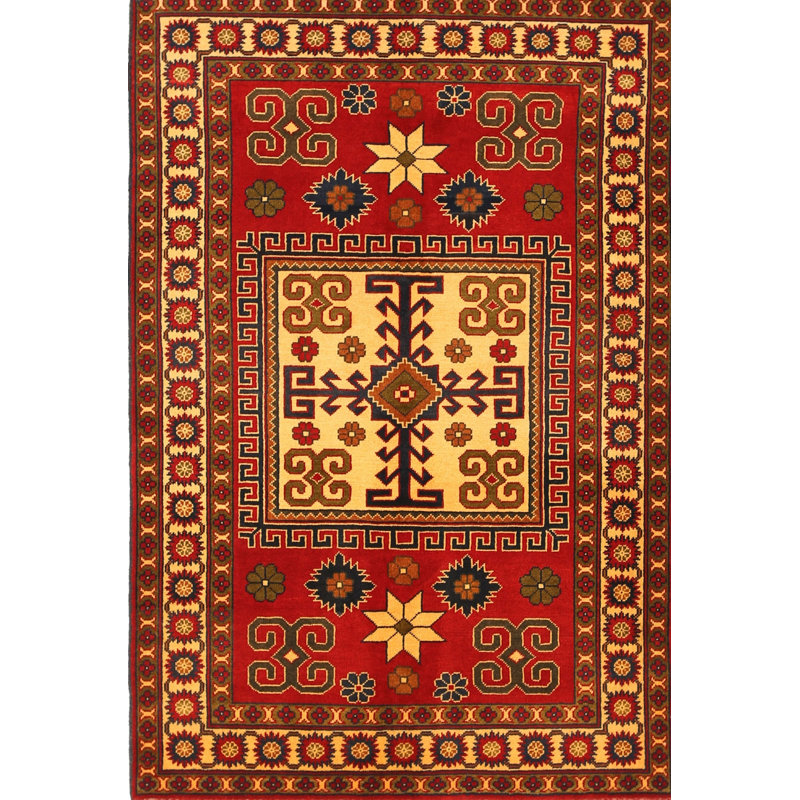 Tapis traditionnel rouge / beige Tetteh, Rectangle 8 pi x 12 pi
