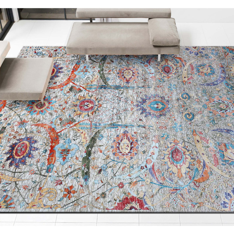 Tapis chameau et multicolore noué à la main de haute qualité, Rectangulaire 8 pi x 10 pi