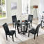 Ensemble de 4 chaises de salle à manger parsons rembourrées en similicuir avec garniture cloutée et pieds en bois massif LUMera Collection-97867336