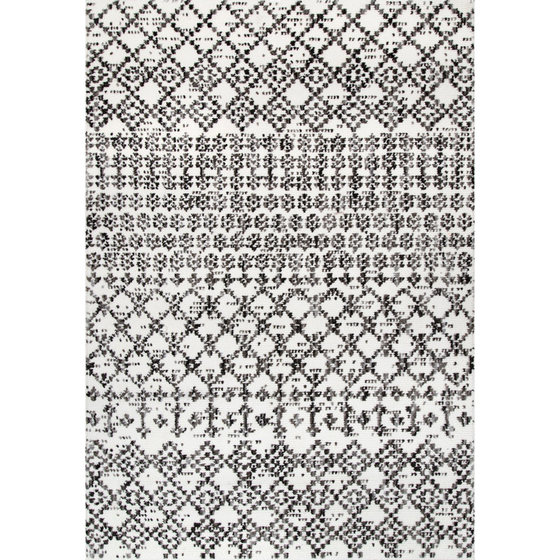 Tapis gris à motif géométrique Jeterson, Rectangle 5 pi x 8 pi