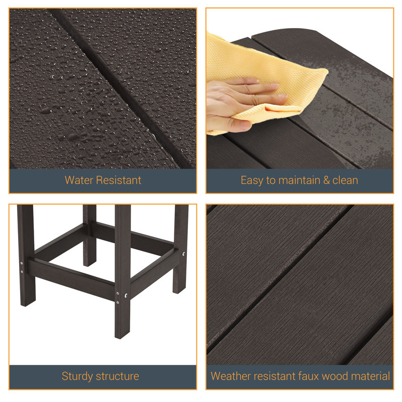 Charcoal Grey Square Outdoor Side Table , 18.7'' in. W 15'' in. D, Coffee