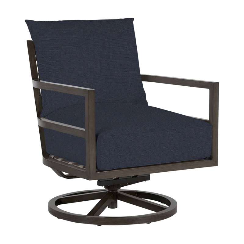 Santa Barbara Swivel Patio Chair, No Welt, Linen Navy, Standard Plus