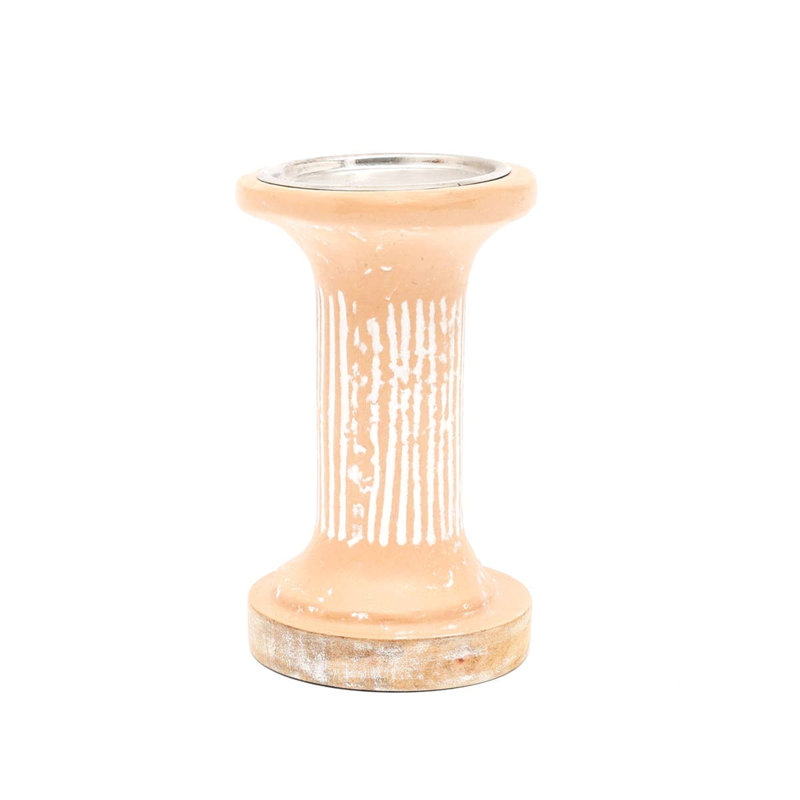 Brown Ecomix Pillar Tall Candle Holder – Sustainable Candle Stand For Elegant Lighting-4X4X10"