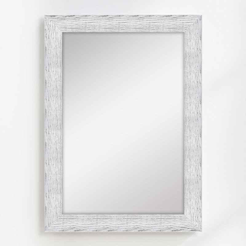 Arber Solid Wood Flat Mirror, Rubbed White, 79" x 19"