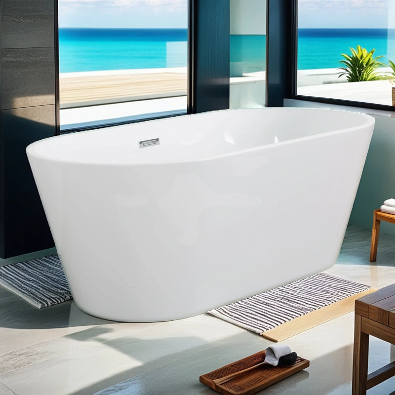 55.13'' x 31.11'' Soaking Acrylic Bathtub