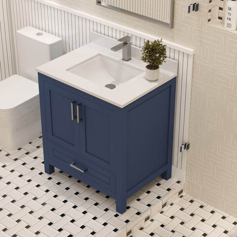 Single Bathroom Vanity Set, Navy Blue, 30"