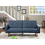Canapé en polyfibre bleu marine avec dossier et pieds en bois - Repose-pieds élégant avec accoudoirs carrés style transitionnel-1877234922