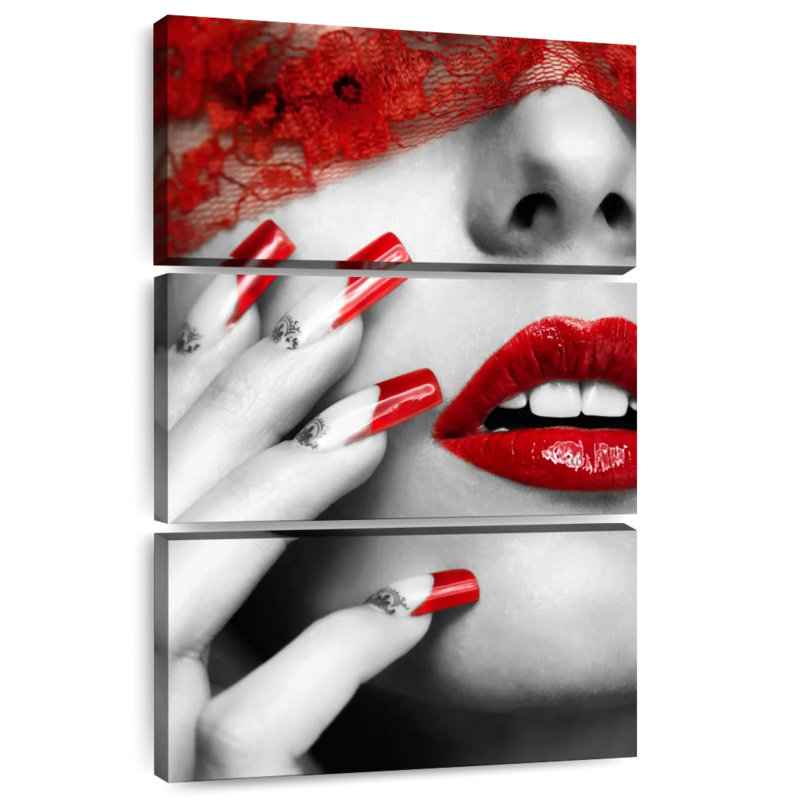 Red Lips And Nails Pop, 45" H x 28" W