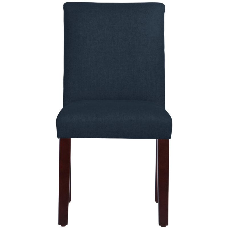 Chaise parsons en coton Sylva, Lin bleu marine classique, Espresso