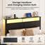 Base de lit avec station de charge, tête de lit avec rangement et lumières à DEL, lit plateforme avec lattes en métal-1043257496-1047012201