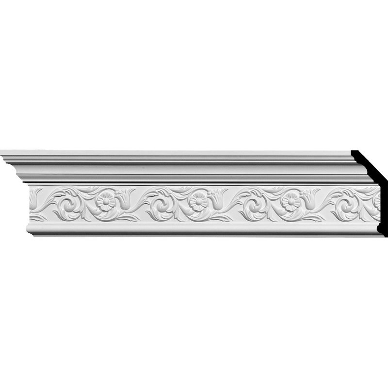 94.5" White Polyurethane Floral Crown Moulding