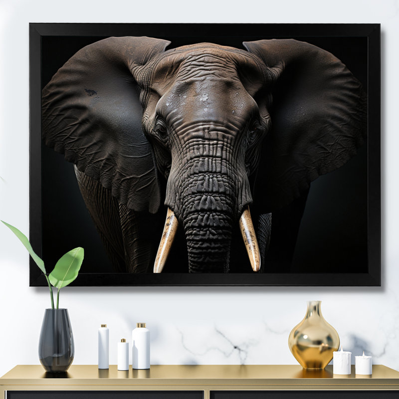 " Elephant Silent Majesty I ", Black Picture Framed, 30" H x 40" W x 1.5" D