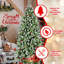 Arbre de Noël artificiel illuminé 6 pi avec 380 lumières DEL blanc chaud, 1264 pointes, verdure givrée, baies rouges et pommes de pin naturelles pour un décor intérieur festif