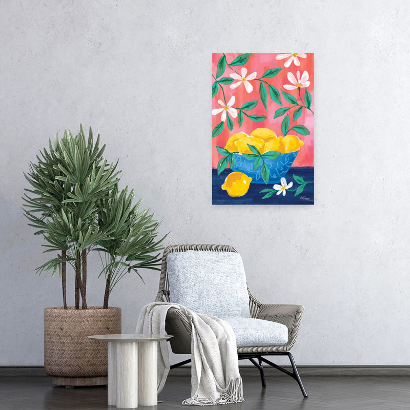 Été, citrons abstraits, art contemporain de fruits à chat, H 24 po x l 16 po
