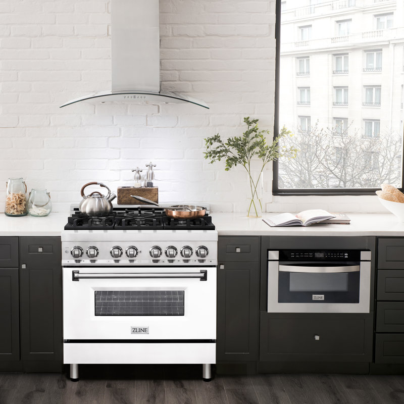 ZLINE 36" Legacy Dual Fuel Range, White Matte Stainless Steel