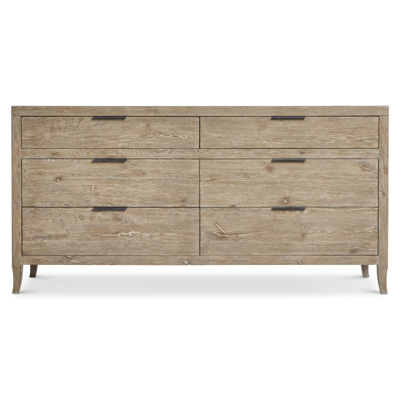 Aurum Finish Brown Oak Industrial 6-Drawer Dresser