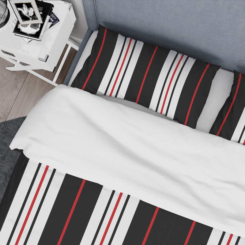 Ensemble de housse de couette en microfibre noir / blanc 3 pièces, Twin Duvet Cover + 2 Standard Shams