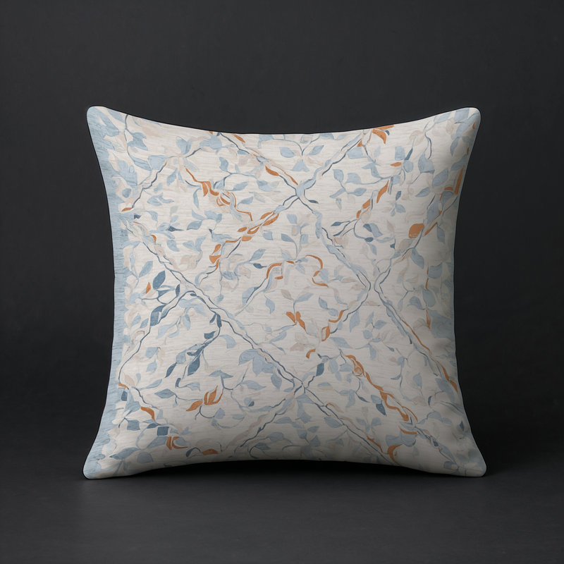 Coussin décoratif intérieur / extérieur gris Modern Modern, Carré 16 po, Gris / bleu / géométrique brun