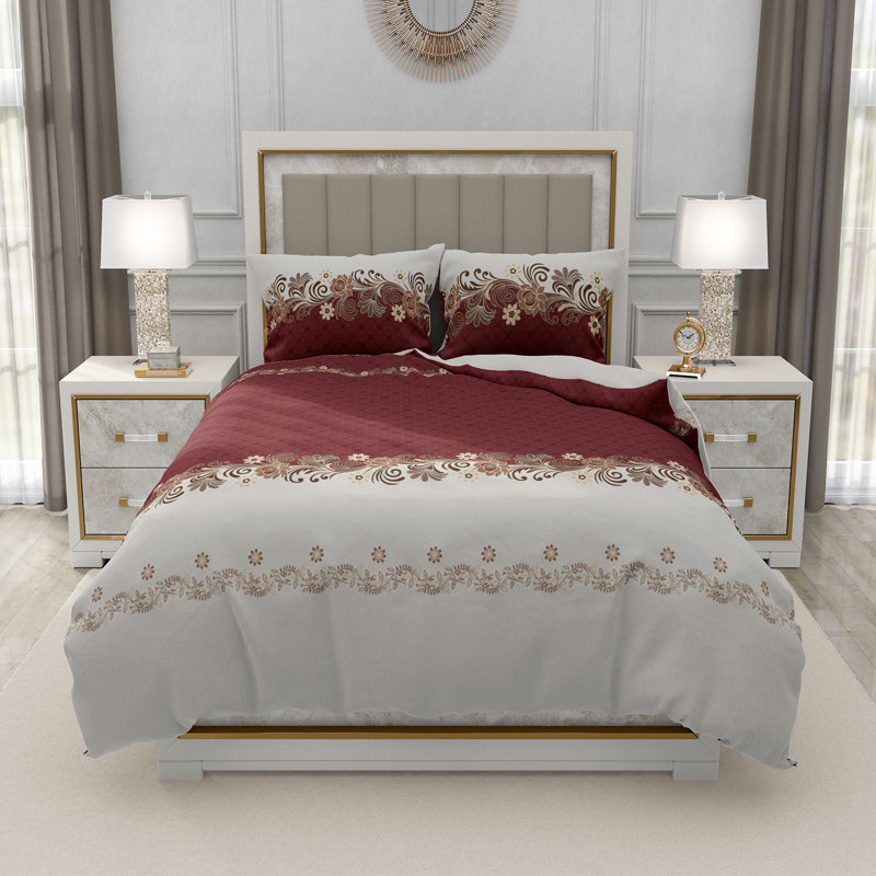 Trendy Complete Bedding Set 4 Piece Duvet Cover Fitted Sheet with Matching Pillow Cases 100% Microfibre Material