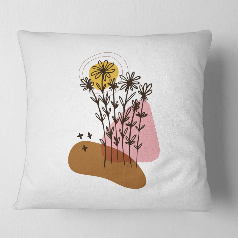 Housse et insert de coussin carré Elementary Shapes with Flowers Plants I, 18" x 18"
