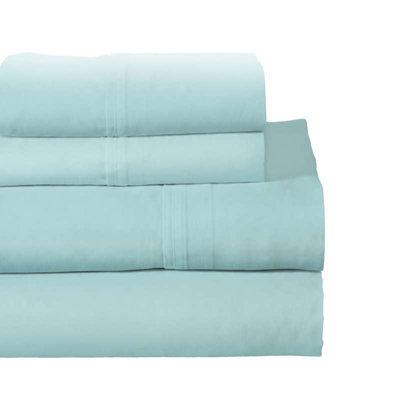 Pointehaven 200TC Percale 100% Cotton Deep Pocket Sheet Set, Aqua, Full Sheet Set