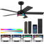 Modern Ceiling Fan with Dimmable Colour Changing LED and Remote Control