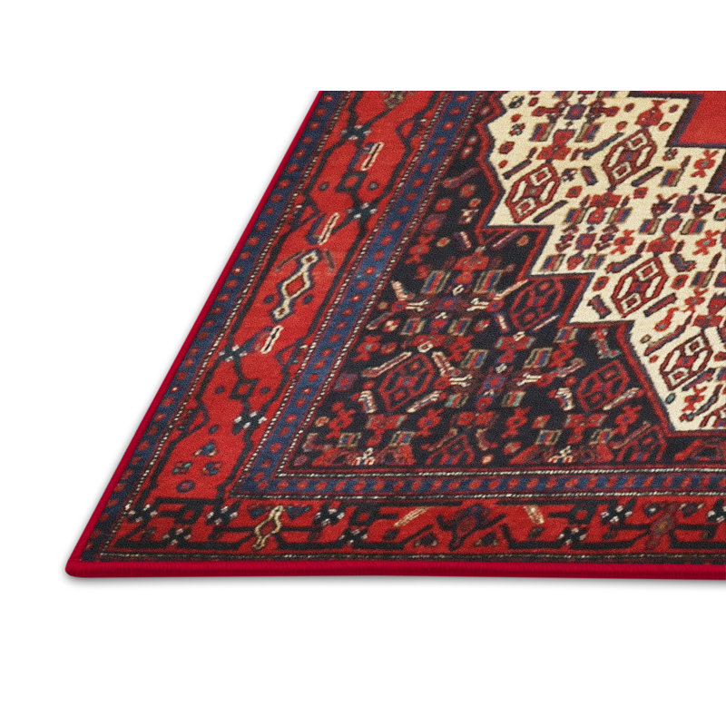 Tapis traditionnel rouge / crème Rinaldo, Rectangle 2 pi x 5 pi