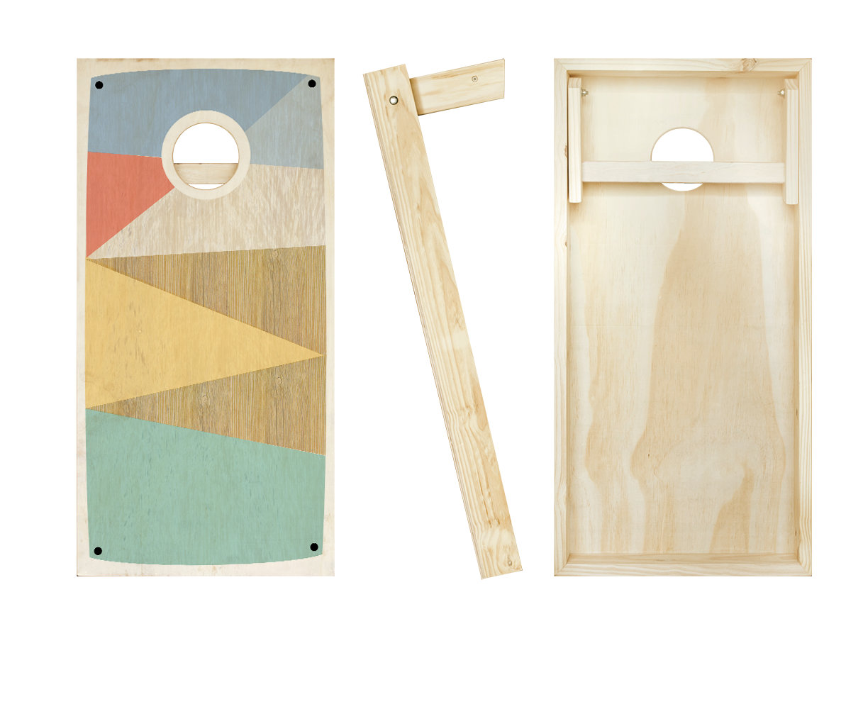 Boat Shoe Solid Wood Cornhole Set with Bags, Red/Yellow