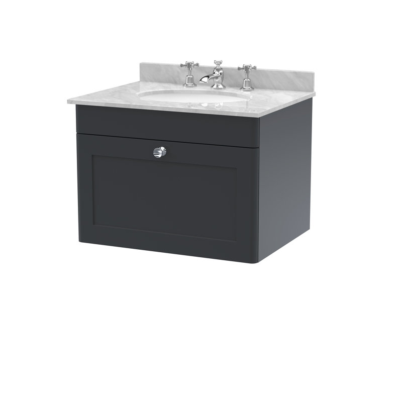 Classique 620mm Single Bathroom Vanity with Drop In Vitreous China Basin, Satin Anthracite, Gray