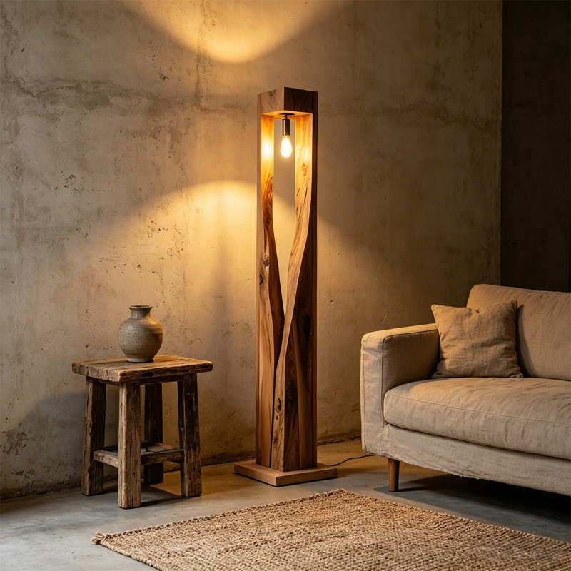 Lampes sur pied en bois massif brun