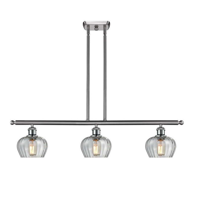 Calton 3 - Light Kitchen Island Pendant, Brushed Satin Nickel, Clear