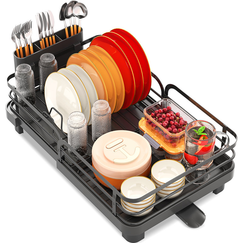 Stainless Steel Expandable Kitchen Dish Rack, Dish Drying Rack for Kitchen Counter, Adjustable Plate Rack,Extra Large Capacity Dish Drainer