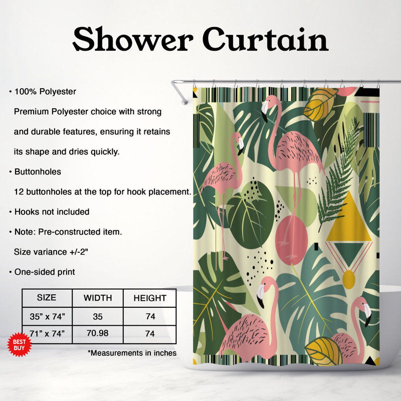Rideau de douche Leafy Bird - Premium, H 74 po x l 71 po