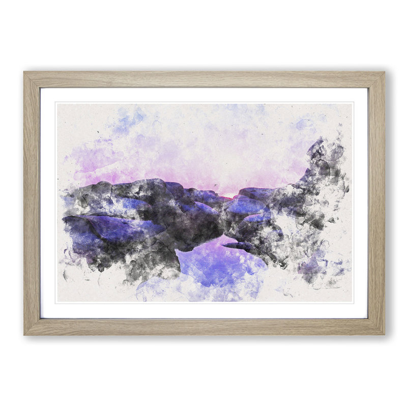 Purple Sunset in Peace Island - Picture Frame Graphic Art Print, Oak Framed, 33cm H x 45cm W x 2cm D