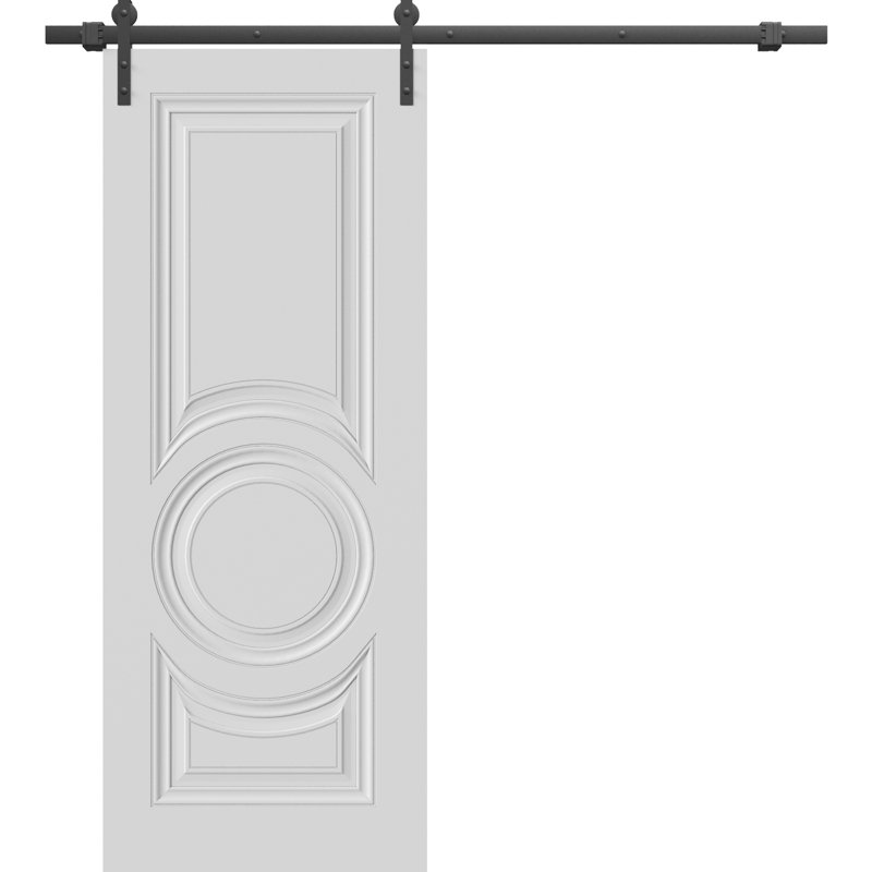 Porte de grange | Essentiel 1801 blanc | Ensemble de quincaillerie lourde pour rail 8 pi | Portes intérieures solides